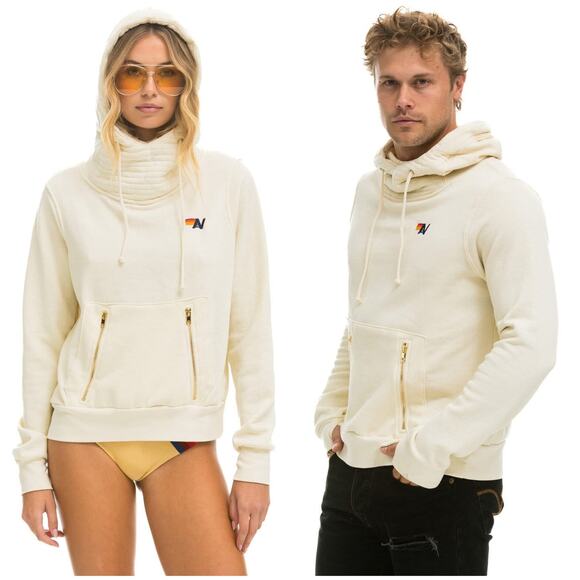 Aviator Nation Tops - Aviator Nation Vintage White Unisex Ninja‎ Pullover Hoodie Cozy Surf Core Medium